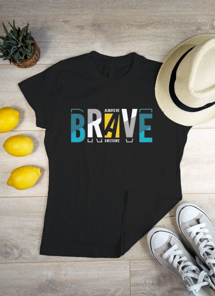 "Brave" Black 100% Cotton T-Shirt | Bold & Inspiring Design - Image 3