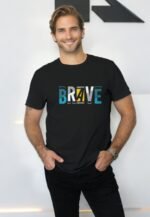"Brave" Black 100% Cotton T-Shirt | Bold & Inspiring Design - Image 2