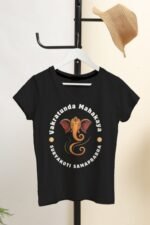Black 100% Cotton T-Shirt: Lord Ganesh | Mantra for Success & Wisdom - Image 3