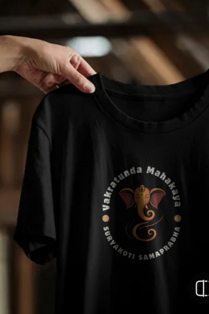 Black 100% Cotton T-Shirt: Lord Ganesh | Mantra for Success & Wisdom - Image 5