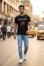 Jibon Tai Katakuti Black T-Shirt | 100% Cotton Bio Wash Bengali Tee - Image 2