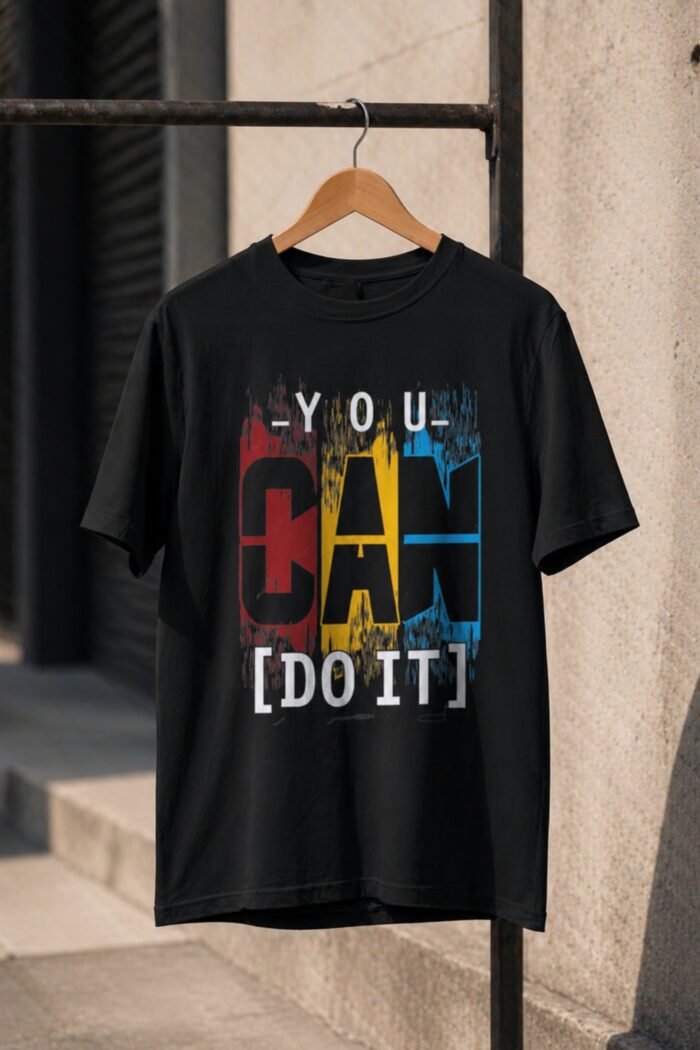 Men’s You Can Do It Graphic Printed T-Shirt | 100% Cotton Bio Washed Casual Wear | Round Neck Half Sleeve Regular Fit Motivational Streetwear Tee - Image 5