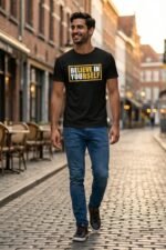 Motivational Quote Black T-Shirt | “Believe In Yourself” Pure Cotton Tee - Image 3