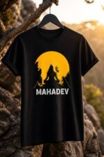 Mahadev Typography Black Cotton T-Shirt - Divine Aura Streetwear - Image 5