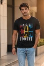 Men’s You Can Do It Graphic Printed T-Shirt | 100% Cotton Bio Washed Casual Wear | Round Neck Half Sleeve Regular Fit Motivational Streetwear Tee - Image 6