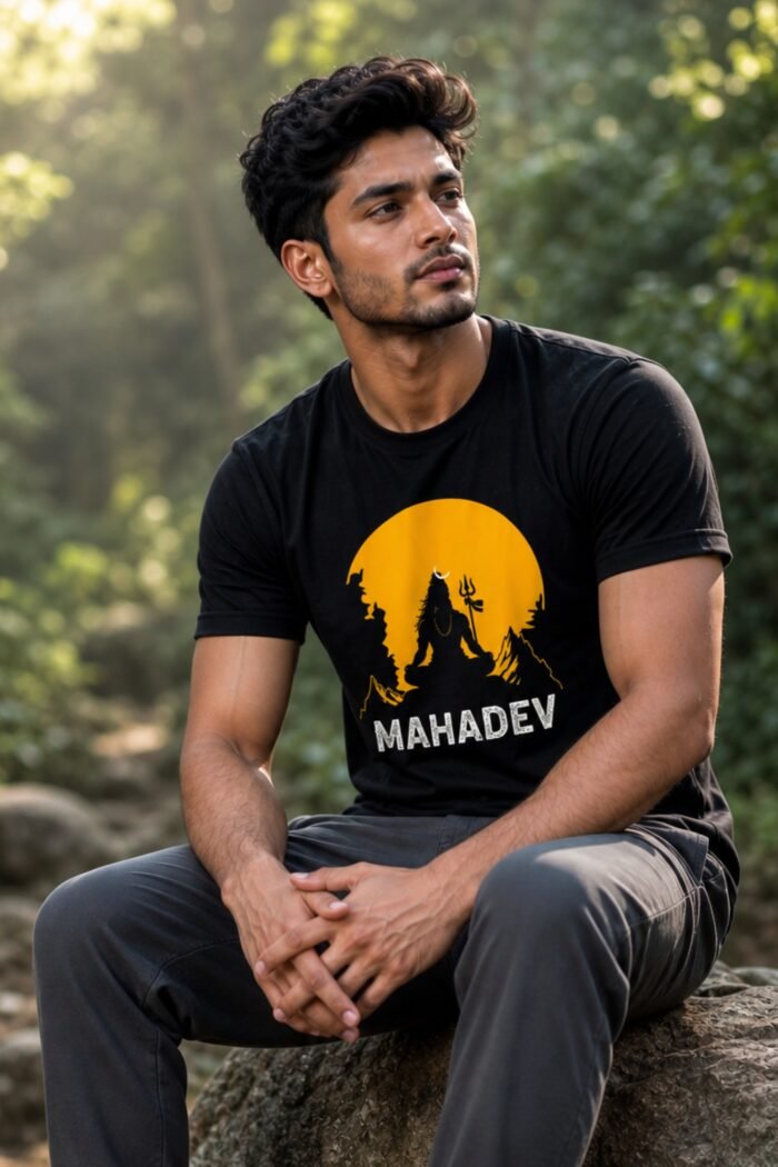 Mahadev Typography Black Cotton T-Shirt - Divine Aura Streetwear - Image 7