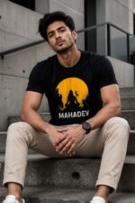 Mahadev Typography Black Cotton T-Shirt - Divine Aura Streetwear - Image 3