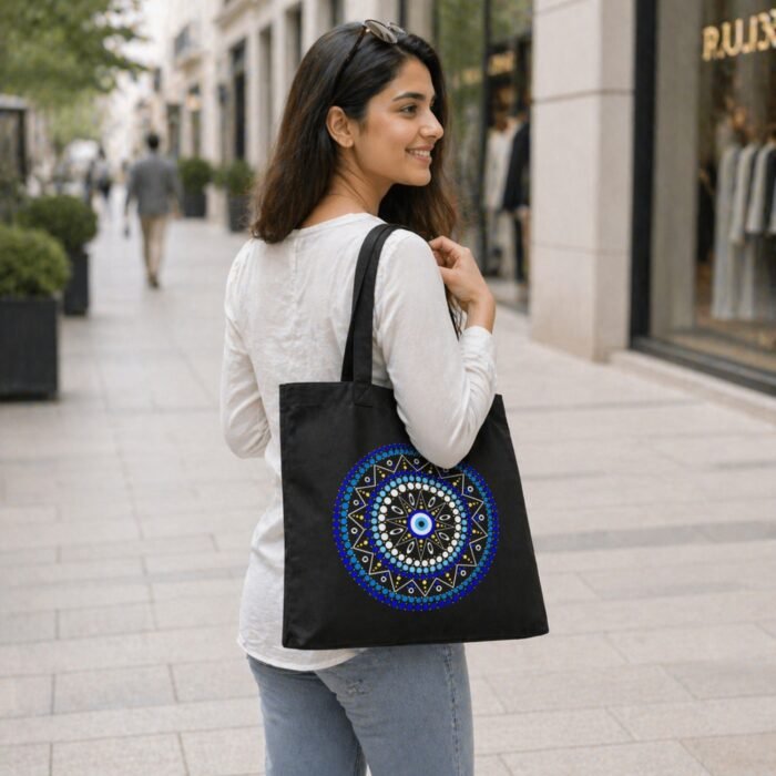 Boho Evil Eye Graphic Tote Bag | Aesthetic Spiritual Shoulder Bag - Image 6