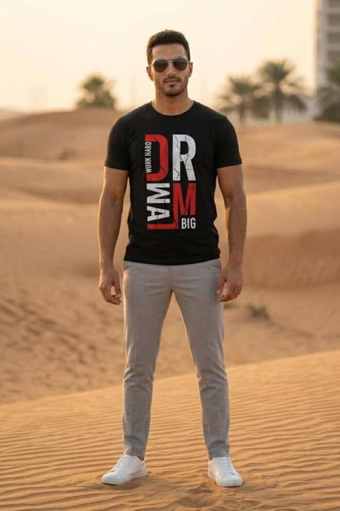 Men’s Dream Big Graphic Printed T-Shirt | 100% Cotton Bio Washed Casual Wear | Round Neck Half Sleeve Regular Fit Motivational Streetwear Tee - Image 7
