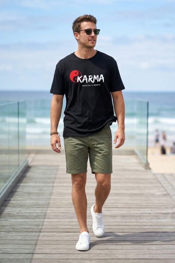 Karma Black Tee | Pure Cotton | What Goes Around Comes Around Statement Wear - Image 3