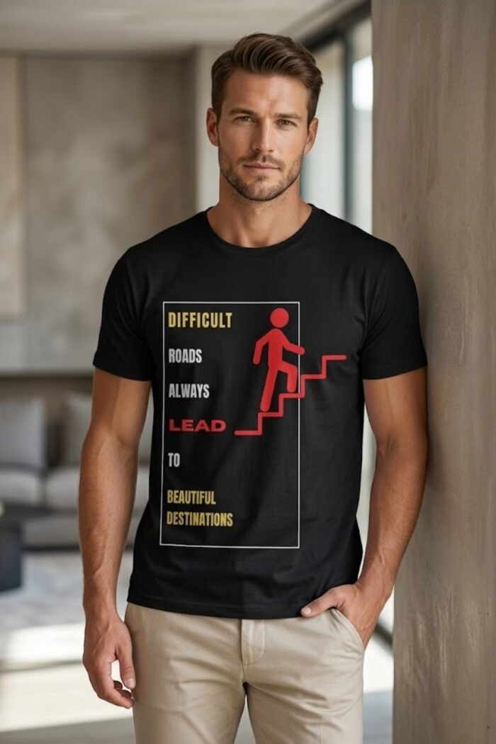 Men’s Motivational Graphic Printed T-Shirt | 100% Cotton Bio Washed Fabric | Round Neck Half Sleeve Casual Wear | Regular Fit Inspirational Tee for Daily Wear - Image 4