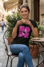 "HOPE" Black 100% Cotton T-Shirt | Pink & White Graphic with Birds | Motivational Tee - Image 4