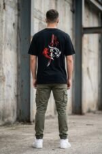 Men’s Never Lose Japanese Graphic Printed T-Shirt | 100% Cotton Bio Washed Casual Wear | Round Neck Half Sleeve Regular Fit Anime Streetwear Tee - Image 2
