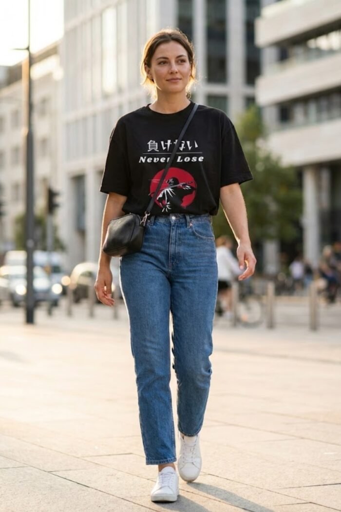 Men’s Never Lose Japanese Graphic Printed T-Shirt | 100% Cotton Bio Washed Casual Wear | Round Neck Half Sleeve Regular Fit Anime Streetwear Tee - Image 9