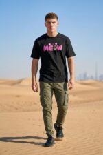 Cat Sound Black T-Shirt | "Meow" | Soft Pure Cotton Pet Lover Wear - Image 2
