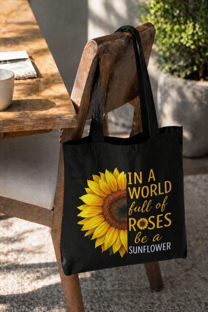 Be A Sunflower Motivational Canvas Tote Bag | Stylish Shoulder Bag - Image 7