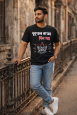 Satyajit Ray Classic Bengali Movie T-Shirt | Vuter Raja Dilo Bor Black Cotton T-Shirt - Image 6