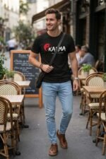 Karma Black Tee | Pure Cotton | What Goes Around Comes Around Statement Wear - Image 2