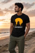 Mahadev Typography Black Cotton T-Shirt - Divine Aura Streetwear - Image 6
