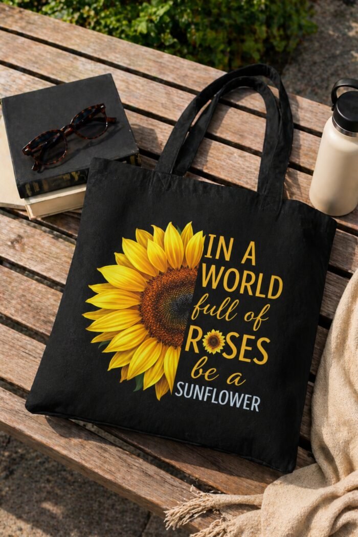 Be A Sunflower Motivational Canvas Tote Bag | Stylish Shoulder Bag - Image 6