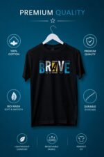 StiloTee Men's "Brave" Graphic T-Shirt – 100% Cotton Bio-Washed Fabric, Premium Black Round Neck Tee, Motivational Streetwear Short Sleeve Shirt - Image 4