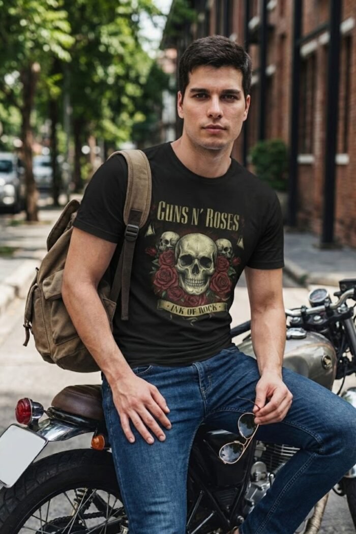 Guns N' Roses Skulls & Roses Graphic T-Shirt - Vintage Rock Band Tee - Image 7