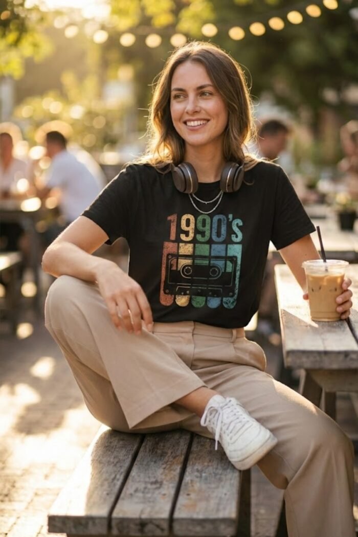 "90's Born" Classic Black T-Shirt | Vintage Vibe Nineties Kids Tee | Throwback Style - Image 5