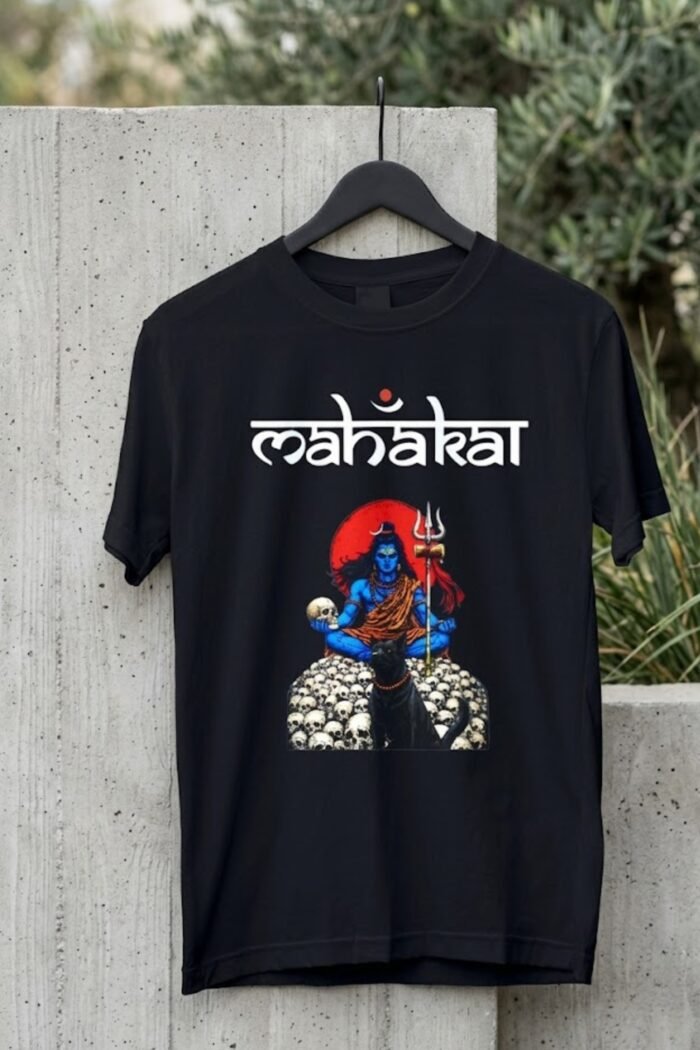 Lord Shiva Skull Throne Black Cotton Tee - Desi Aesthetic Top - Image 5