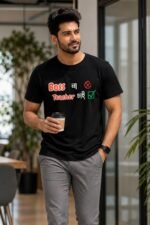 Boss Na Teacher Chai Black T-Shirt | 100% Cotton Bio Wash Bengali Tee - Image 3
