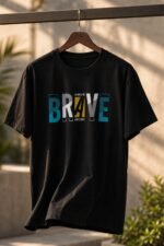 StiloTee Men's "Brave" Graphic T-Shirt – 100% Cotton Bio-Washed Fabric, Premium Black Round Neck Tee, Motivational Streetwear Short Sleeve Shirt - Image 6