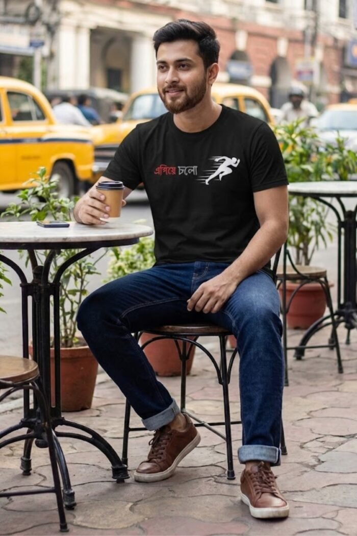 Keep Moving Forward Graphic T-Shirt - Bio Wash 100 Percent Cotton Black - Image 3