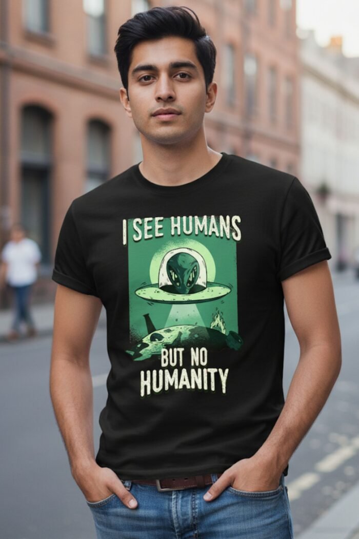 Sci-Fi Alien UFO Deep Quote Shirt - Edgy Streetwear Apparel - Image 3