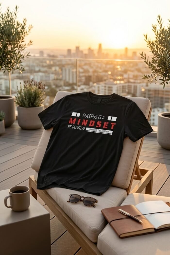 Men’s Mindset Graphic Printed T-Shirt | 100% Cotton Bio Washed Casual Wear | Round Neck Half Sleeve Regular Fit Positive Streetwear Tee - Image 5