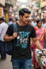 Stylish Bengali Typography Black T-Shirt | Stress-Free Attitude Cotton Tee - Image 4
