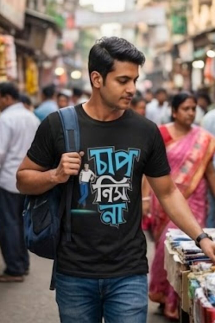 Stylish Bengali Typography Black T-Shirt | Stress-Free Attitude Cotton Tee - Image 4