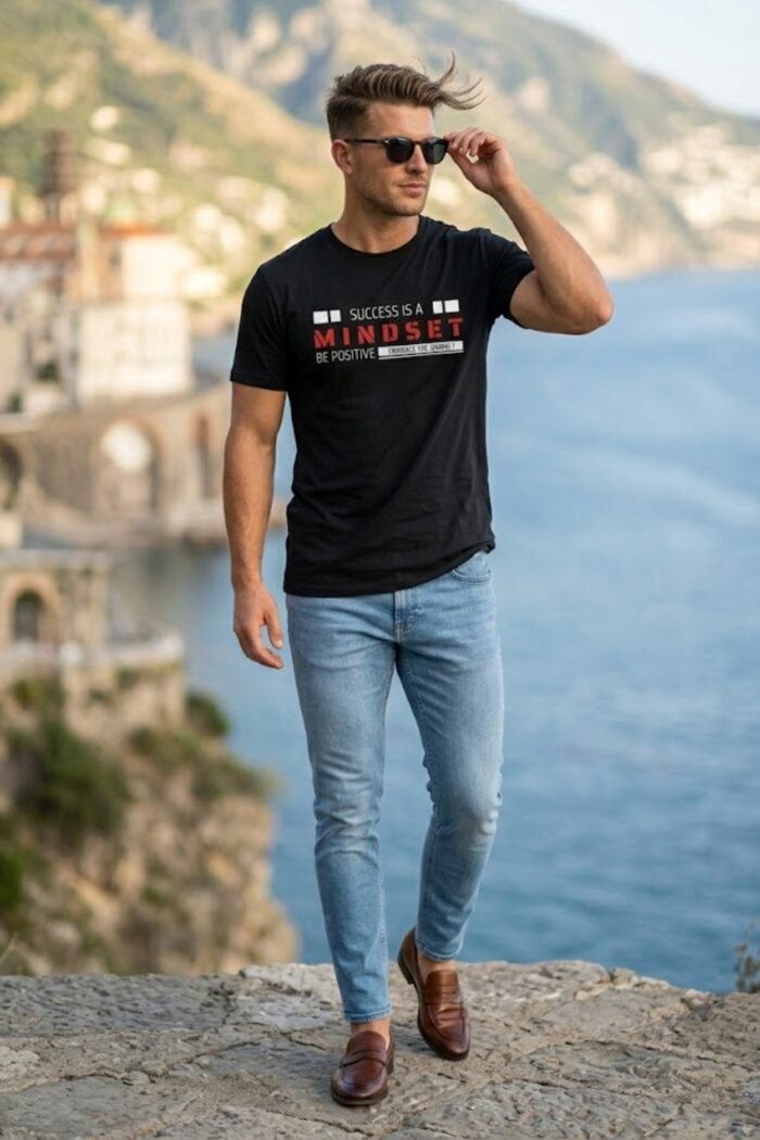 Men’s Mindset Graphic Printed T-Shirt | 100% Cotton Bio Washed Casual Wear | Round Neck Half Sleeve Regular Fit Positive Streetwear Tee - Image 2