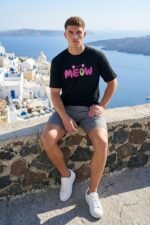 Cat Sound Black T-Shirt | "Meow" | Soft Pure Cotton Pet Lover Wear - Image 3