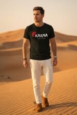 Karma Black Tee | Pure Cotton | What Goes Around Comes Around Statement Wear - Image 5