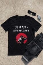 Men’s Never Lose Japanese Graphic Printed T-Shirt | 100% Cotton Bio Washed Casual Wear | Round Neck Half Sleeve Regular Fit Anime Streetwear Tee - Image 7