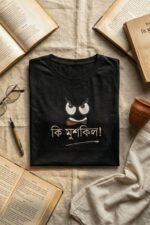 Ki Mushkil Black T-Shirt | 100% Cotton Bio Wash Bengali Tee - Image 4