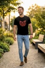 Men’s Cat Dad Graphic Printed T-Shirt | 100% Cotton Bio Washed Casual Wear | Round Neck Half Sleeve Regular Fit Pet Lover Streetwear Tee - Image 6