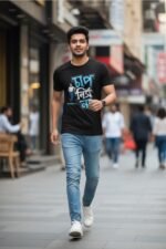 Stylish Bengali Typography Black T-Shirt | Stress-Free Attitude Cotton Tee - Image 2