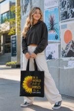 Be A Sunflower Motivational Canvas Tote Bag | Stylish Shoulder Bag - Image 4