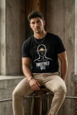 Abstract Spiritual Streetwear Tee - Sun Eye Human Silhouette Black Shirt - Image 6