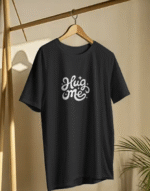 "Hug Me" Black 100% Cotton T-Shirt | Affectionate & Romantic Tee - Image 3