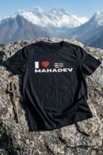 I Love Mahadev Black Graphic T-Shirt - Mahadev Streetwear Tee - Image 5