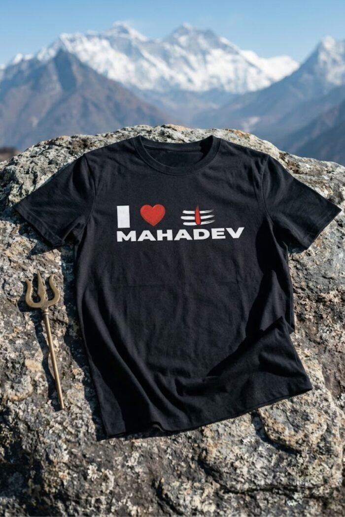 I Love Mahadev Black Graphic T-Shirt - Mahadev Streetwear Tee - Image 5