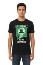 Black cotton t-shirt featuring the motivational quote Stay Humble in a rustic textured graphic