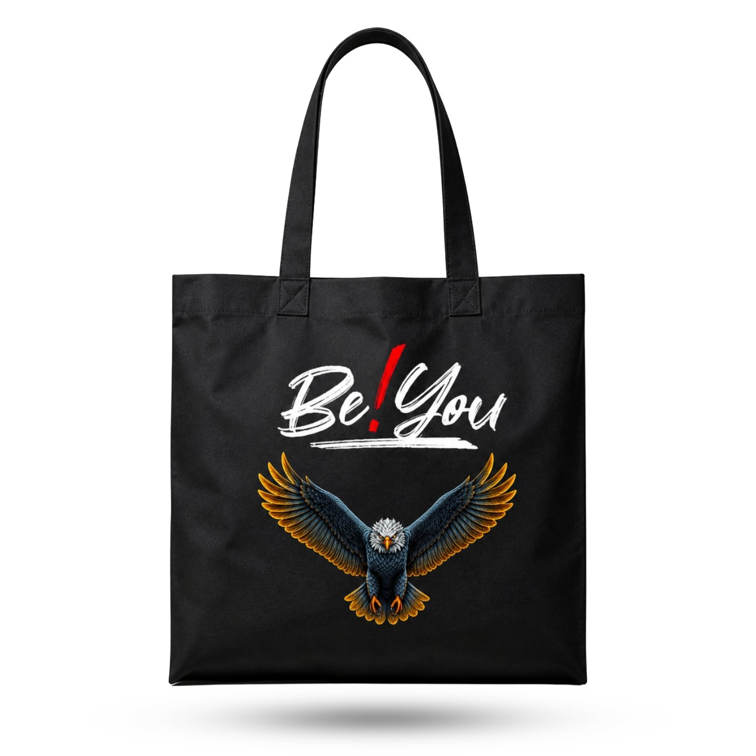 Be You Eagle Black Canvas Tote Bag | Motivational Aesthetic Bag Black canvas tote bag with "Be You" eagle graphic – empowering accessory to pair with a Love Bangla Tee