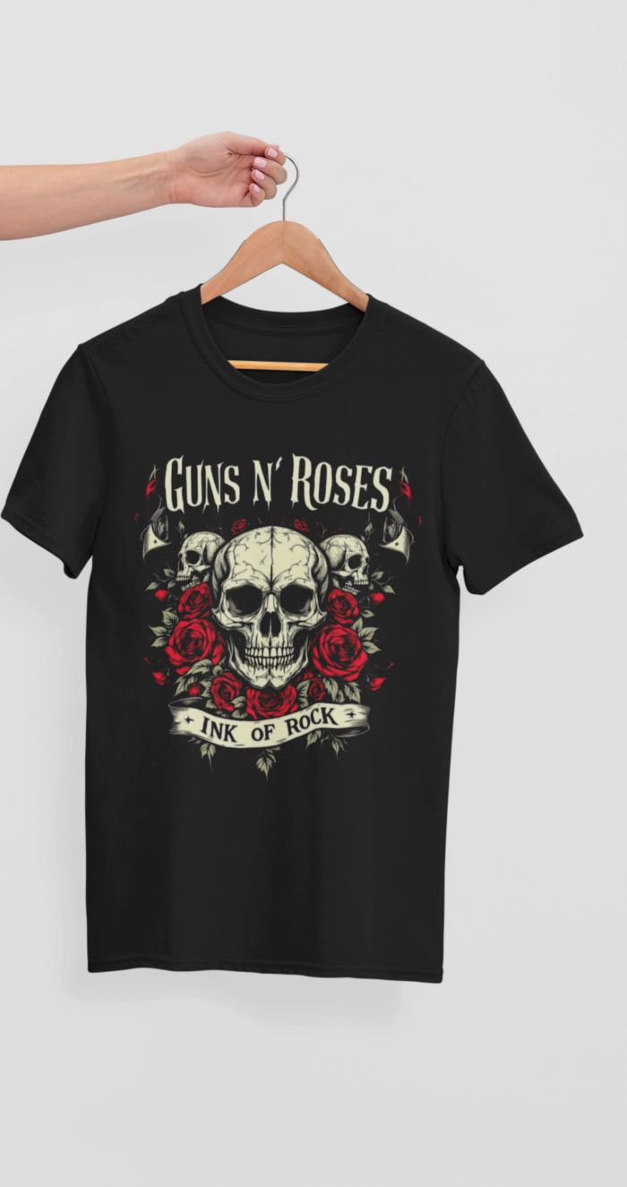 Guns N' Roses Skulls & Roses Graphic T-Shirt - Vintage Rock Band Tee - Image 5